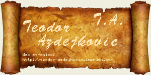 Teodor Azdejković vizit kartica
